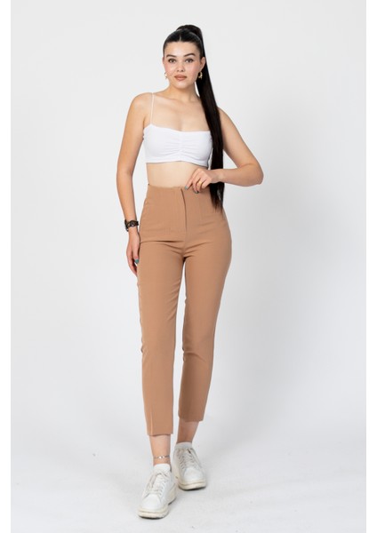 Zr Model Pens Detaylı Yüksek Bel Kumaş Pantolon 30062 modelleri