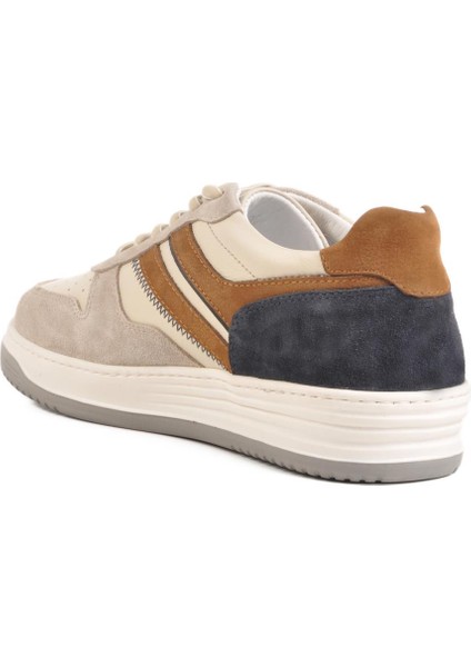 4Y1987 Bej-Lacivert Hakiki Deri Erkek Sneaker fırsatları