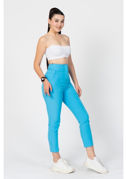 Zr Model Pens Detaylı Yüksek Bel Kumaş Pantolon 30062 modelleri
