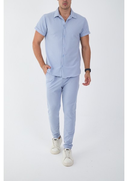 Slim-Fit Waffle Erkek Alt Üst Takım
