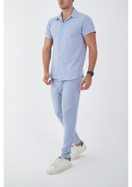 Slim-Fit Waffle Erkek Alt Üst Takım