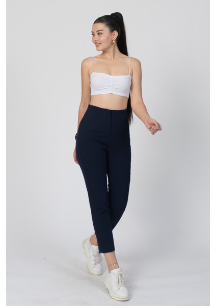 Zr Model Pens Detaylı Yüksek Bel Kumaş Pantolon 30062