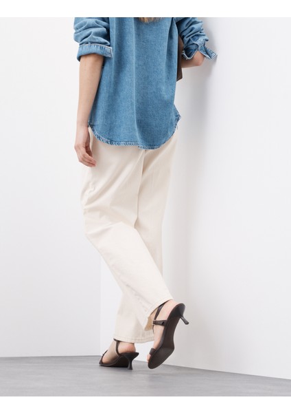 Saf Pamuklu Yüksek Bel Geniş Paça Kot Pantolon modelleri