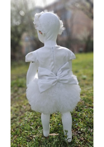 Kız Bebek Çocuk Doğum Günü Bayram Özel Gün Simli Kumaş Tütü Etekli Elbise