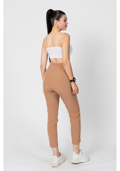 Zr Model Pens Detaylı Yüksek Bel Kumaş Pantolon 30062 fırsatları