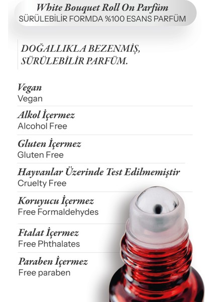 White Bouquet Roll On Kadın Parfüm | Alkolsüz & Doğal İçerikli Unisex Kalıcı Koku fırsatları