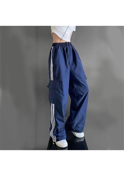 Beyaz Şeritli Kargo Cepli Paraşüt Lacivert Pantolon fiyatları
