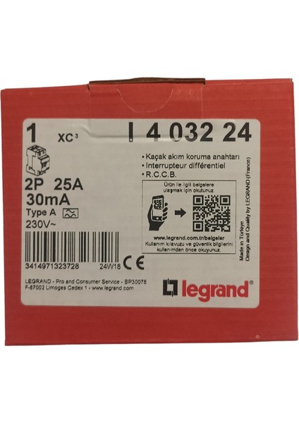 2 Kutup 230V± 25A 30 Ma A Tip Xc3 Serisi Kaçak Akım Koruma Anahtarı - 4 032 24 indirimleri