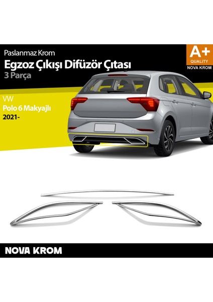 Vw Polo 6 Hb Makyajlı Krom Egzoz Çıkışı Difüzör 2021 Üzeri