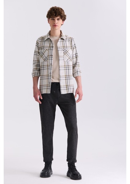 Siyah Slim Fit Beli Lastikli Çizgili Jogger Pantolon fiyatları