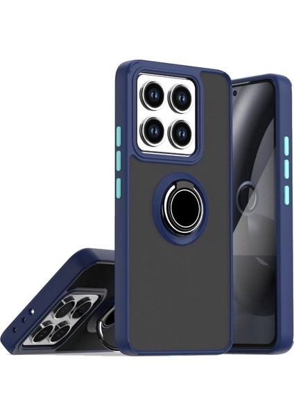 Xiaomi 14T Pro Uyumlu Kılıf Montreal Yüzüklü Standlı Lacivert + Ekran Koruyucu