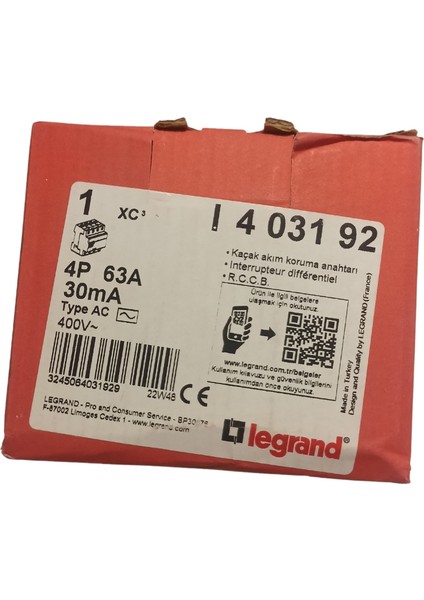 4 Kutup 400V± Xc3 63A Serisi Kaçak Akım Koruma Anahtarı - 4 031 92 fiyatları