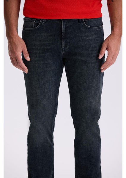 Lacivert-1 Slim Fit Yıkamalı Eskitme Pamuklu Dar Kalıp Jean Kot Pantolon modelleri