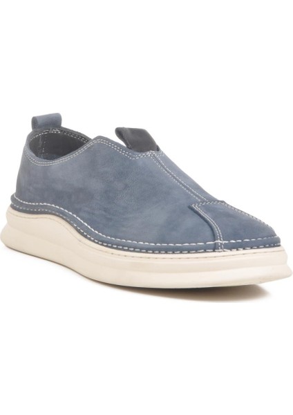 2Y0107 Mavi Nubuk Hakiki Deri Erkek Günlük Ayakkabı