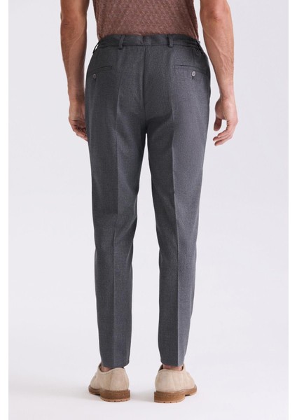 Koyu Lacivert Comfort Fit Beli Lastikli Yünlü Kumaş Pantolon modelleri