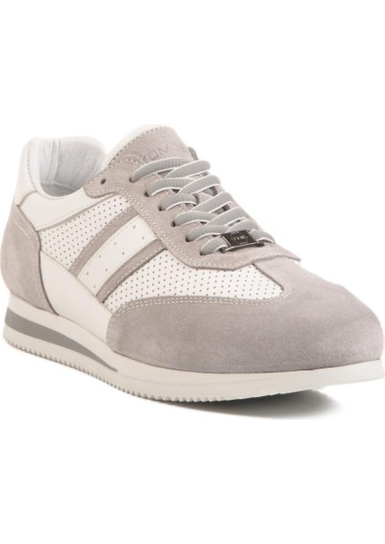 4Y1546 Gri-Beyaz Hakiki Deri Erkek Sneaker