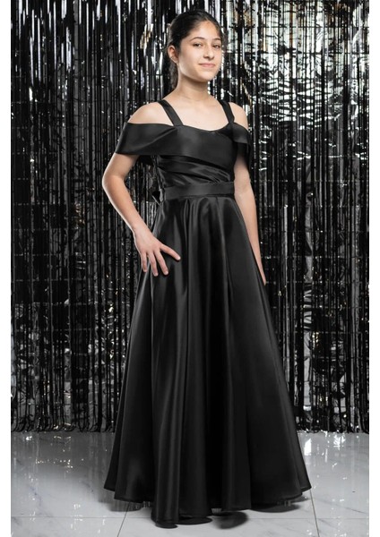 Askılı Beli Lastikli Abiye Siyah MDV362 fırsatları