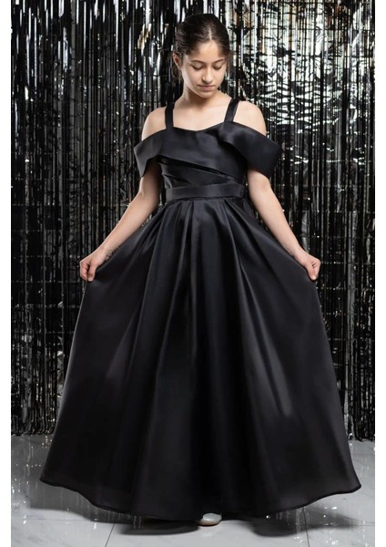 Askılı Beli Lastikli Abiye Siyah MDV362 indirimleri