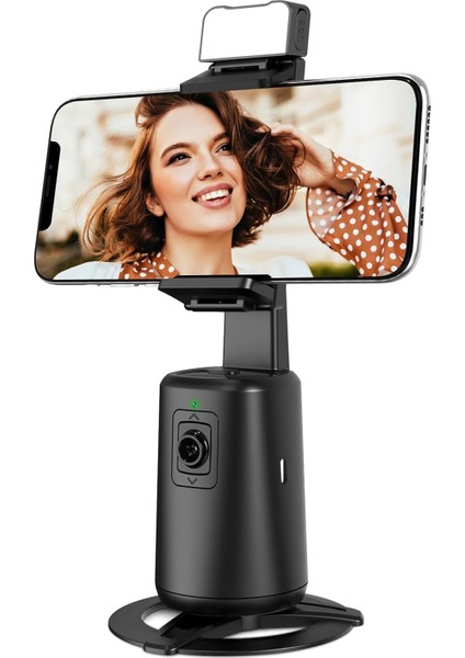 Yeni Protech Otomatik 360 Dönebilen Şarjlı Yüz Takipli Telefon Tutucu Tripod Hareketli LED Işıklı Telefon Standı