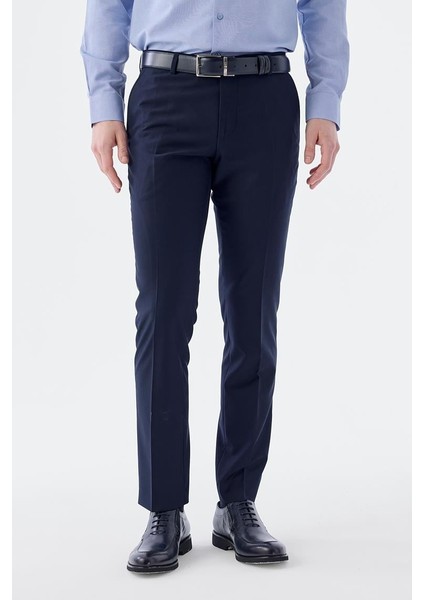 Lacivert Regular Fit Yan Cep Kumaş Pantolon
