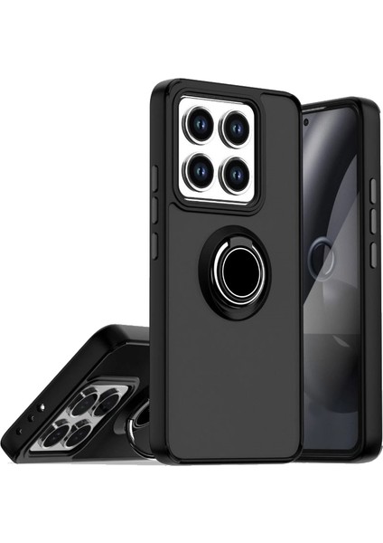 Xiaomi 14T Pro Uyumlu Kılıf Montreal Yüzüklü Standlı Siyah + Ekran Koruyucu