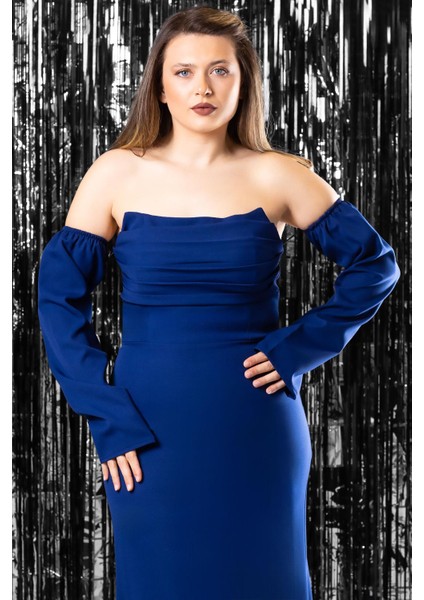 Kol Detaylı Abiye Elbise Lacivert MDV378 fiyatları