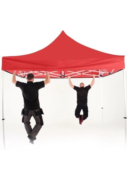 Otomatik Gazebo Çardak 300 x 300 cm Tente Teras Bahçe Kamelyası Gölgelik Kırmızı