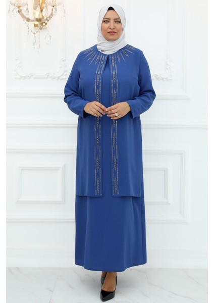 Nisa Abiye Elbise Indigo ISR918