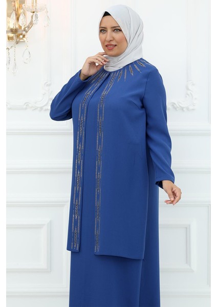 Nisa Abiye Elbise Indigo ISR918