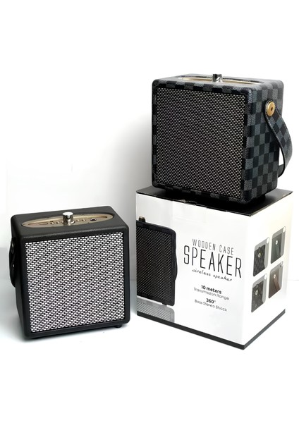 X2 Retro Bass Stereo Wireless Speaker Bluetooth Hoparlör Deri Kaplama Fm/Aux/Usb- Tf Giriş 10 W Müzik Çalar