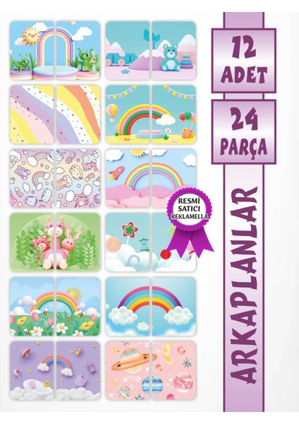 Arkaplanlar Puzzle Magnet Set 12 Adet, 24 Parça Dikkat Geliştiren Zeka Oyunu, Çocuk Oyalayan Oyuncak