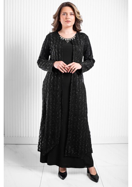 Taş Işleme Detaylı Abiye Siyah MDA2560