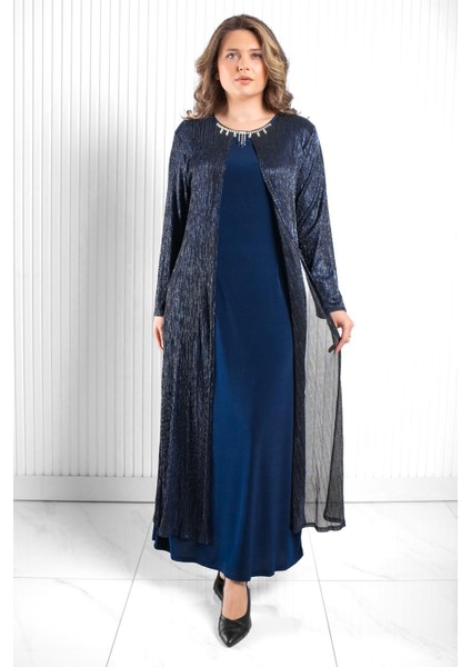 Taş Işlemeli Abiye Elbise Lacivert MDA2562
