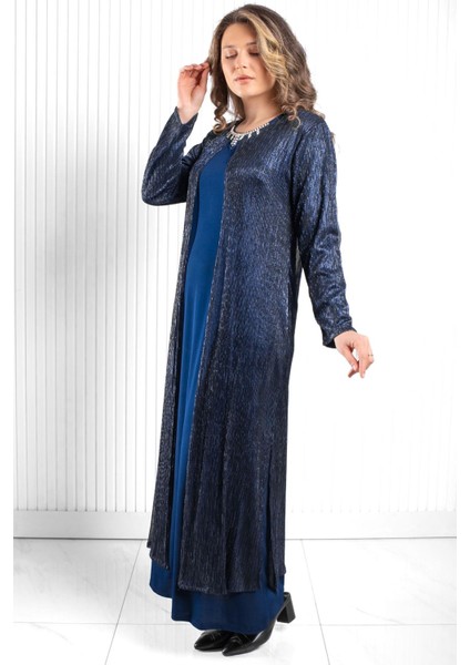 Taş Işlemeli Abiye Elbise Lacivert MDA2562 modelleri