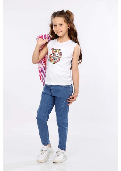 Dalga Desen Baskılı Alttan Bağlamalı Renkli Gömlek, Tişört ve Kot Pantolon 3 Lü Takım MRN2407 modelleri