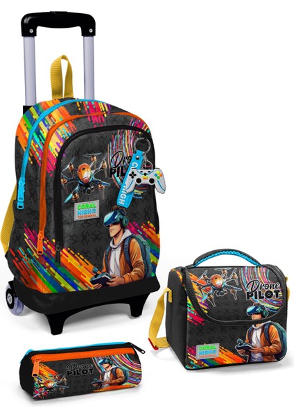 Kids Siyah Drone Pilot Desenli 3’lü Okul Çanta Seti SET0123980