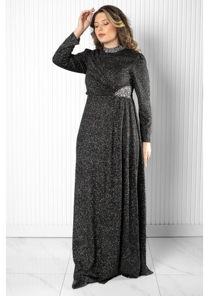 Taş Baskı Detay Simli Abiye Gümüş MDA2523 fiyatları