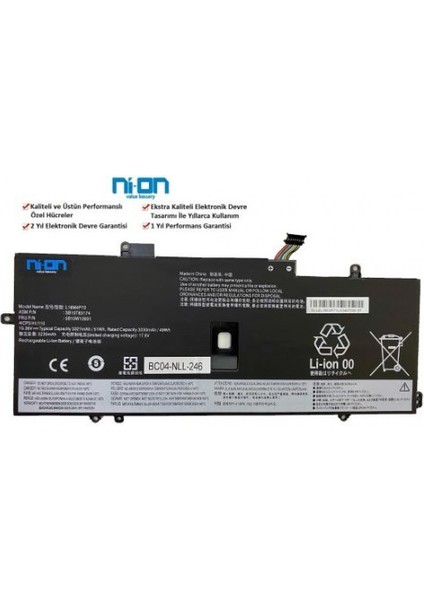 Nion Lenovo X1 Carbon 8th Gen Type 20U9 20UA Uyumlu Notebook Batarya - Pil