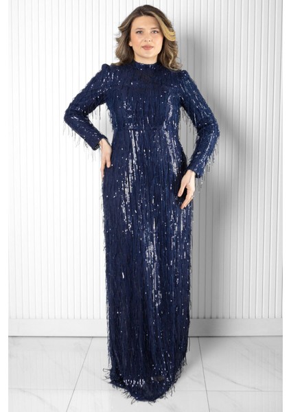 Pul Payet Detaylı Abiye Lacivert MDA2025