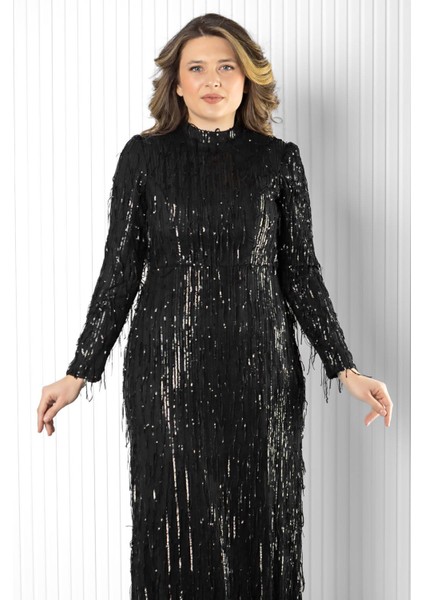 Pul Payet Detaylı Abiye Siyah MDA2025 modelleri