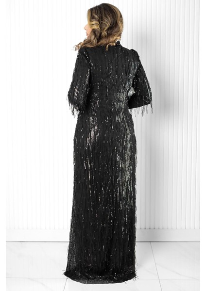 Pul Payet Detaylı Abiye Siyah MDA2025 fırsatları