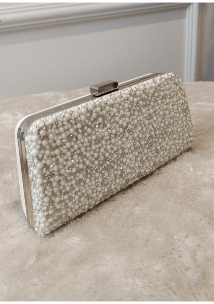 Glow Inci Işleme Detay Zincir Askılı Clutch Davet ve Gelin Çantası