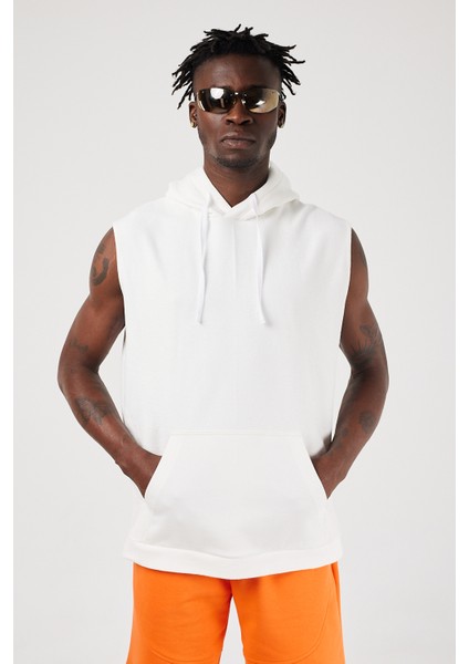 Scorp Rebel Erkek Kapüşonlu Kolsuz Sweatshirt Hoodie Beyaz fırsatları