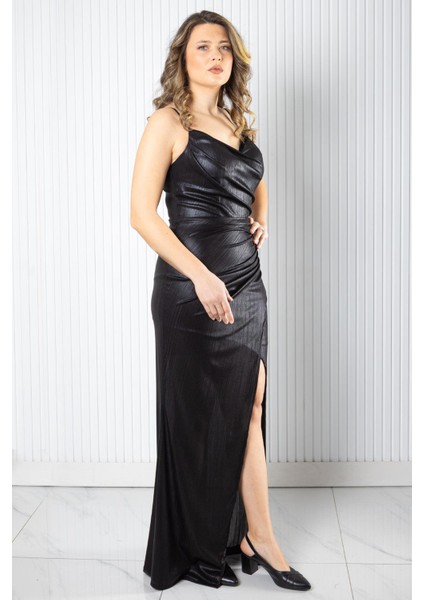 Yırtmaçlı Abiye Elbise Siyah MDA2521 modelleri