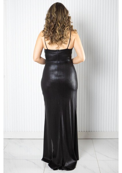 Yırtmaçlı Abiye Elbise Siyah MDA2521 fırsatları