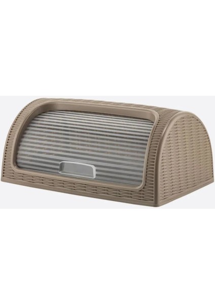 Rattan Desenli Ekmek Dolabı Sütlü Kahve Bpa Free 42 x 27,4 x 18 cm