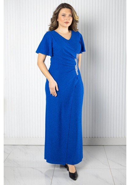 Taş Aksessuarlı Simli Abiye Saks MDA2533 fiyatları