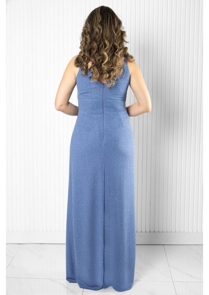 Simli Abiye Elbise Indigo MDA2509 indirimleri