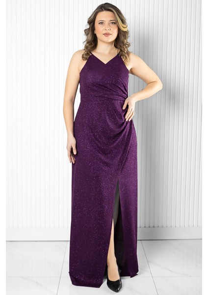 Simli Abiye Elbise Mürdüm MDA2509 fiyatları