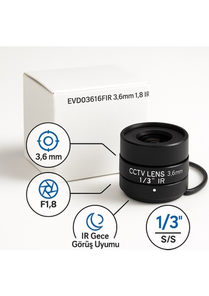 CCTV Güvenlik Kameraları İçin 3.6mm F1.8 Fixed Iris IR Mega Lens